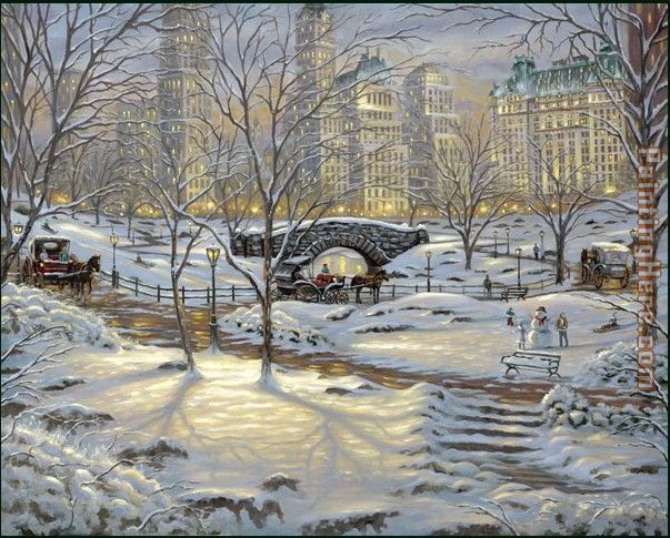 A Winter's Eve painting - Thomas Kinkade A Winter's Eve art painting